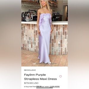 Beginning Boutique Faylinn Purple Strapless Maxi Dress